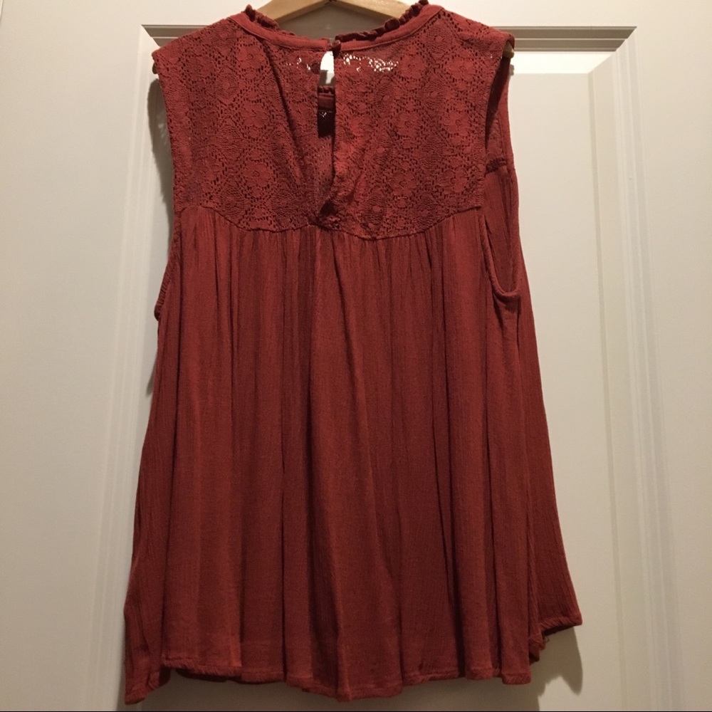 High-Necked tank top embellished burnt orange